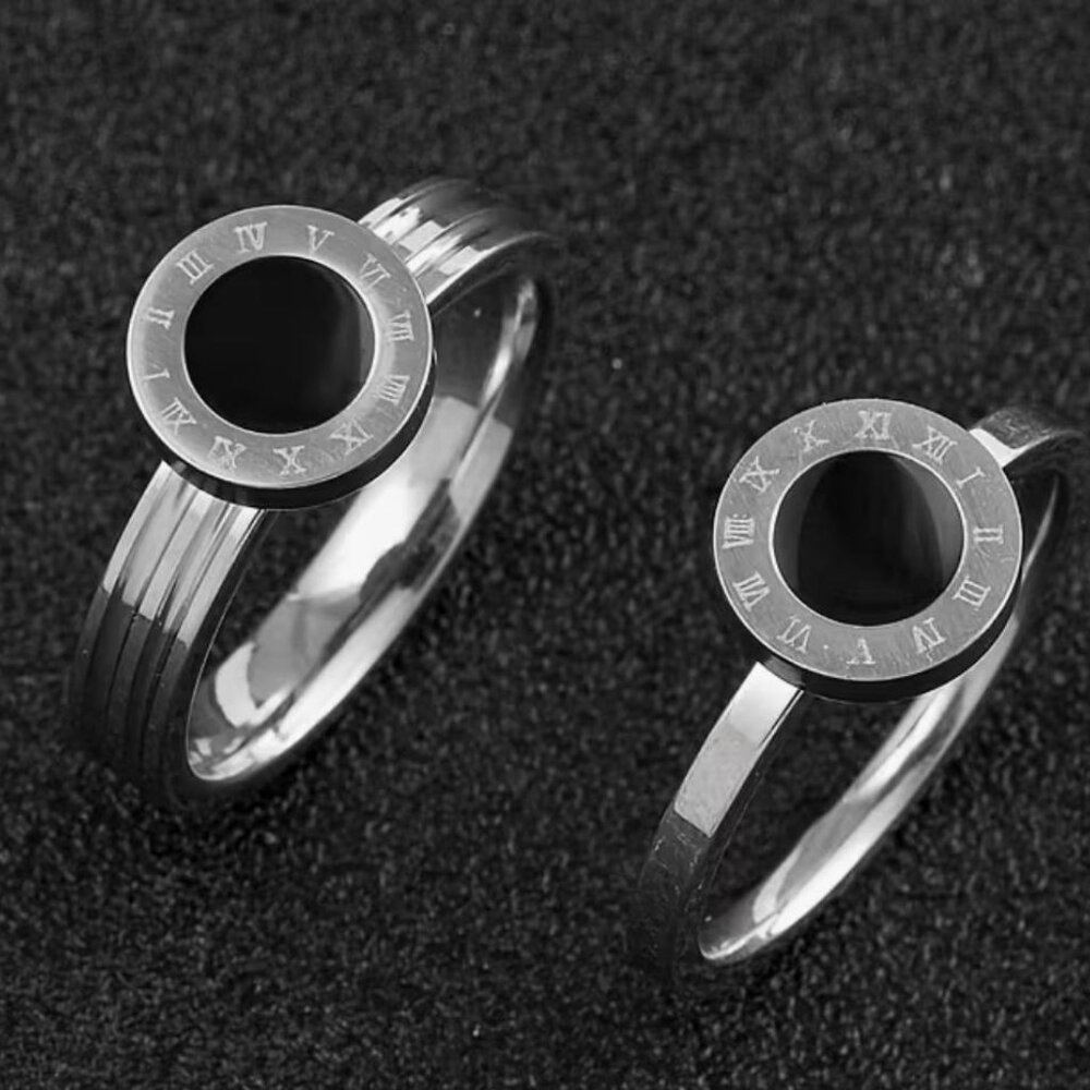 NEW- High-quality stainless steel stud Roman Numbers RING - sz 7- SILVER (1PC) - Picture 3 of 4